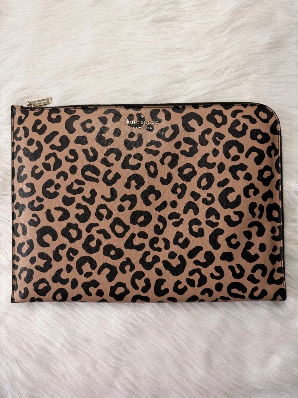 kate spade Leopard Zip Laptop Case- Brown/Black